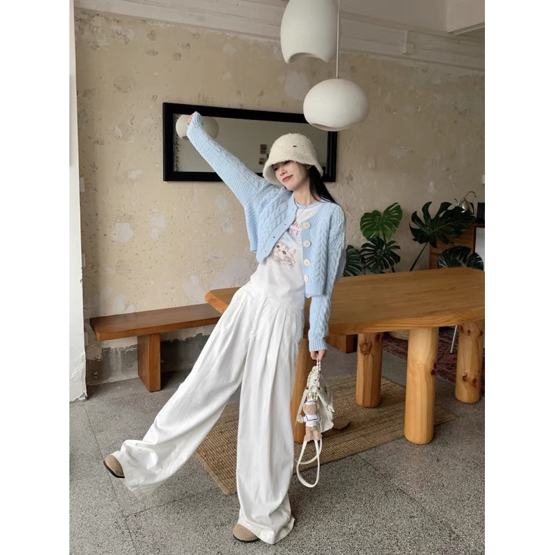 Set Áo Thun Quần Suông Khoát Len