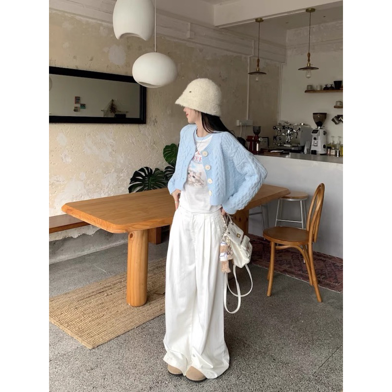 Set Áo Thun Quần Suông Khoát Len