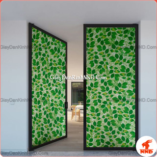 Decal dán kính hoa văn hình lá cây xanh | a41