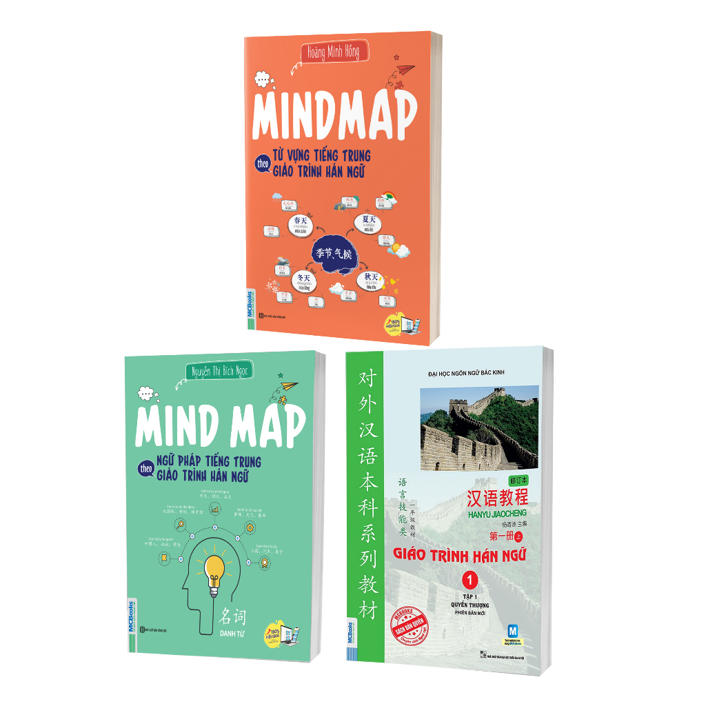 Sách -Combo Tự học tiếng Trung: Giáo trình Hán ngữ 1,Tập viết chữ Hán, Mindmap từ vựng, ngữ pháp theo giáo trình Hán ngữ