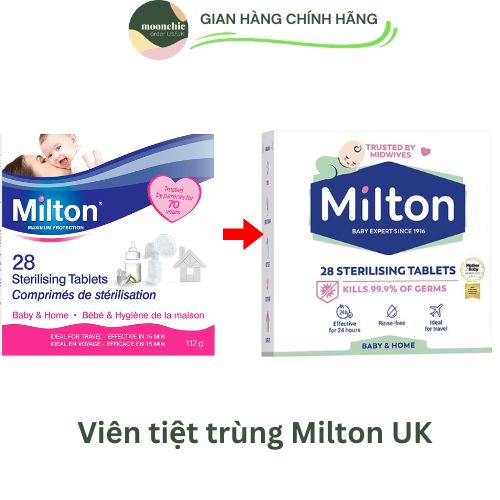 Mẫu mới - Viên tiệt trùng Milton mini/hộp 28 viên - Bill Anh - Date 2026