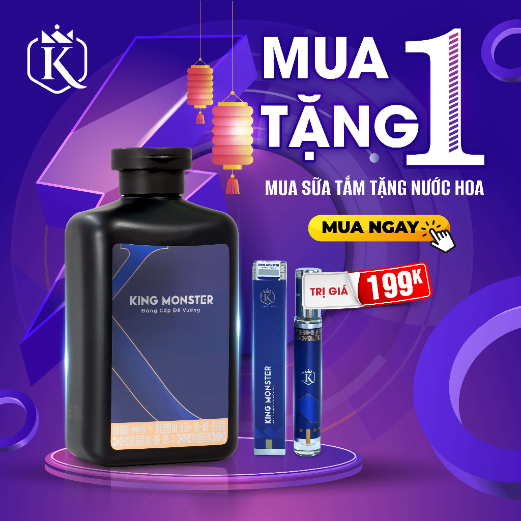 Combo lịch lãm set 2 Sữa tắm gội hương nước hoa cao cấp KINGMONSTER 3 trong 1