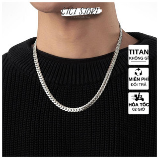 Vòng Cổ Nam Thép Titan Không Gỉ Cuban Hiphop In Nổi 7mm Phong Cách Hiphop