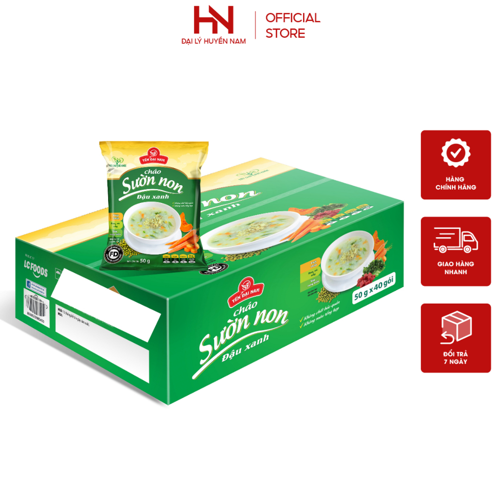 Thùng cháo ăn liền, cháo sườn non đậu xanh thơm ngon bổ dưỡng date mới thùng 40 gói