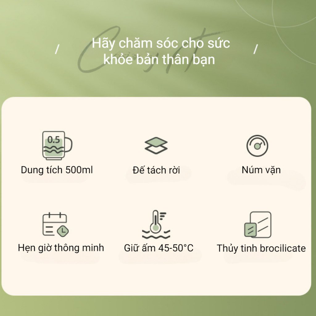 Ấm Dưỡng Sinh Lotor D5 Ấm Pha Trà Đa Năng Khử Clo Chưng Yến Pha Trà Nấu Cháo Đế Tách Rời Tiện Lợi Hàng Chính Hãng
