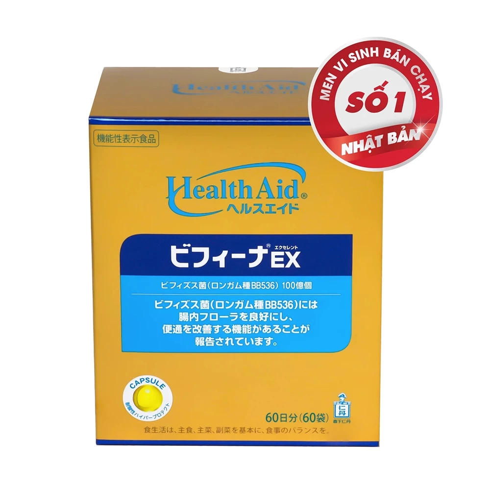Men Vi Sinh Health Aid Bifina Ex Nhật Bản - Giảm Rối Loạn Tiêu Hoá, Táo Bón, Tiêu Chảy (Hộp 30-60 Gói)