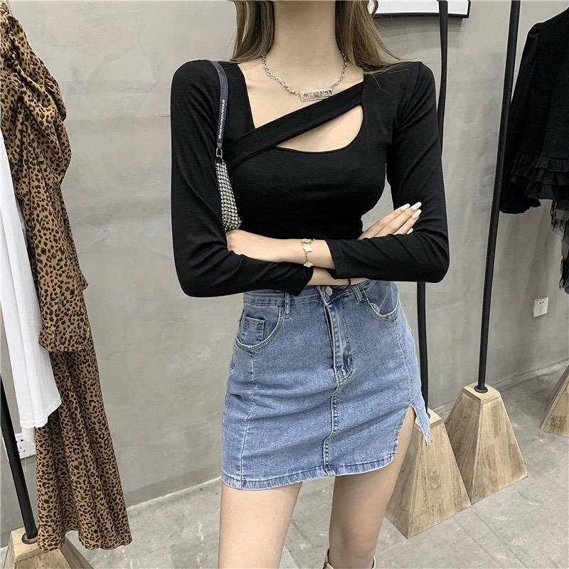 Áo nữ cổ vuông dây phối chéo dáng ôm body quyến rũ AS149