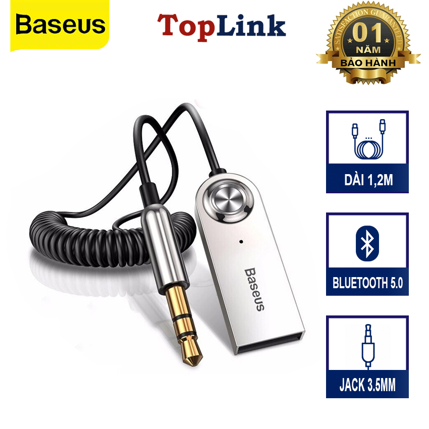 Baseus USB Bluetooth Adapter Dongle CABA01 Đối Với Xe 3.5mm Jack Aux Bluetooth 5.0 4.2 4.0 Receiver Loa Âm Thanh Âm Nhạc