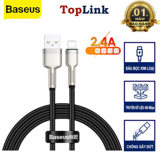 Dây Cáp Sạc Nhanh Baseus CALJKA Cho Điện Thoại Từ Đầu USB Sang IP 2.4A,Truyền Dữ Liệu 480Mbps, Bọc Dù - Toplink