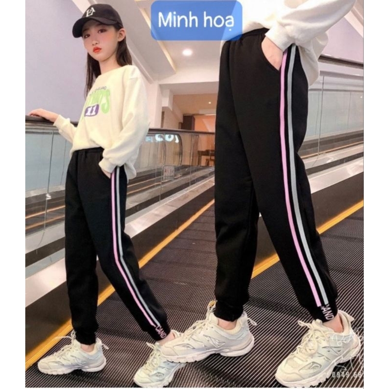 Quần dài bé gái form rộng size đại chất cotton mịn mát co dãn 20-35kg