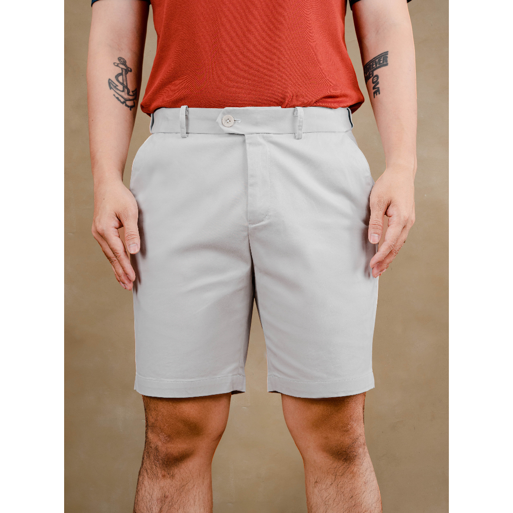 Quần short kaki nam BUFUN, vải kaki nhẹ, lưng đai chun ẩn, co giãn 2 chiều