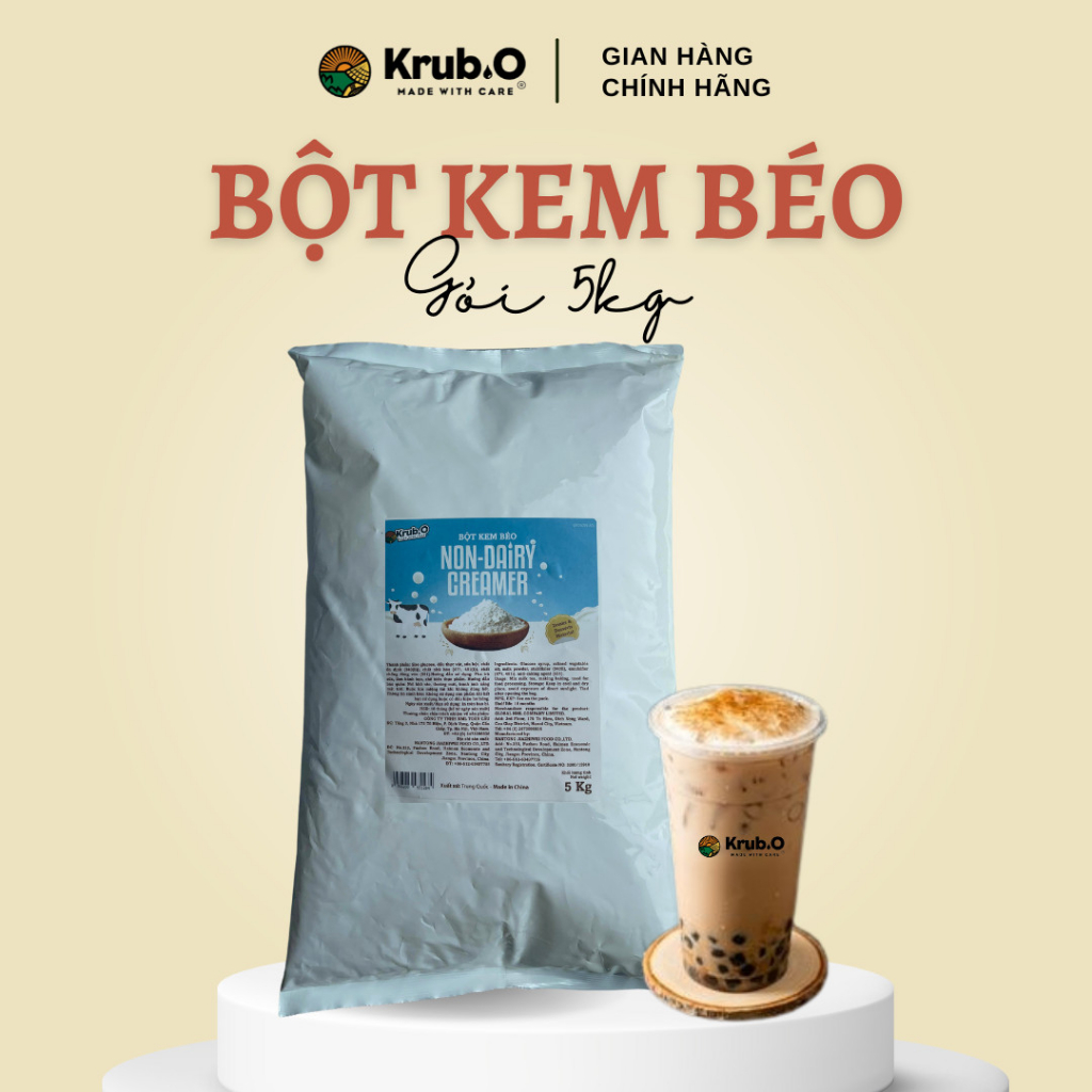   Chính hãng  Bột kem béo bột béo Krub.O nguyên liệu pha chế trà sữa đồ uống - túi 5 kg thùng 4 túi 