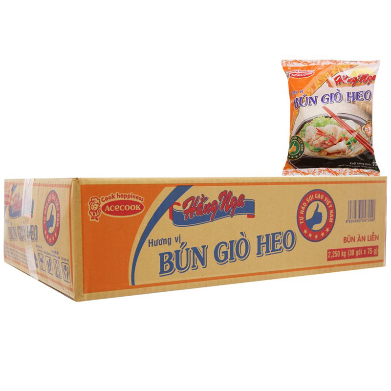 Thùng Bún Giò Heo Hằng Nga Vina Acecook 30 gói 75g