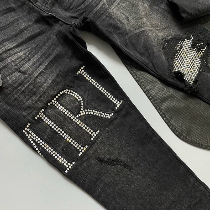 Quần bò aniri đính đá gối bản likeau chắc chắn