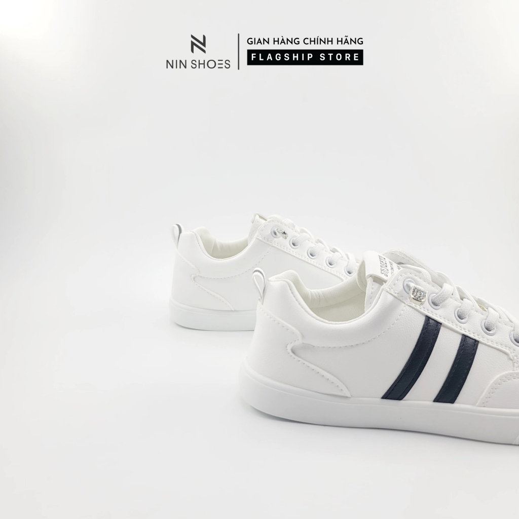 Giày thể thao nữ slipon - Giày thể thao Nin shoes 1 phân đế bằng hai vạch siêu xinh êm chân