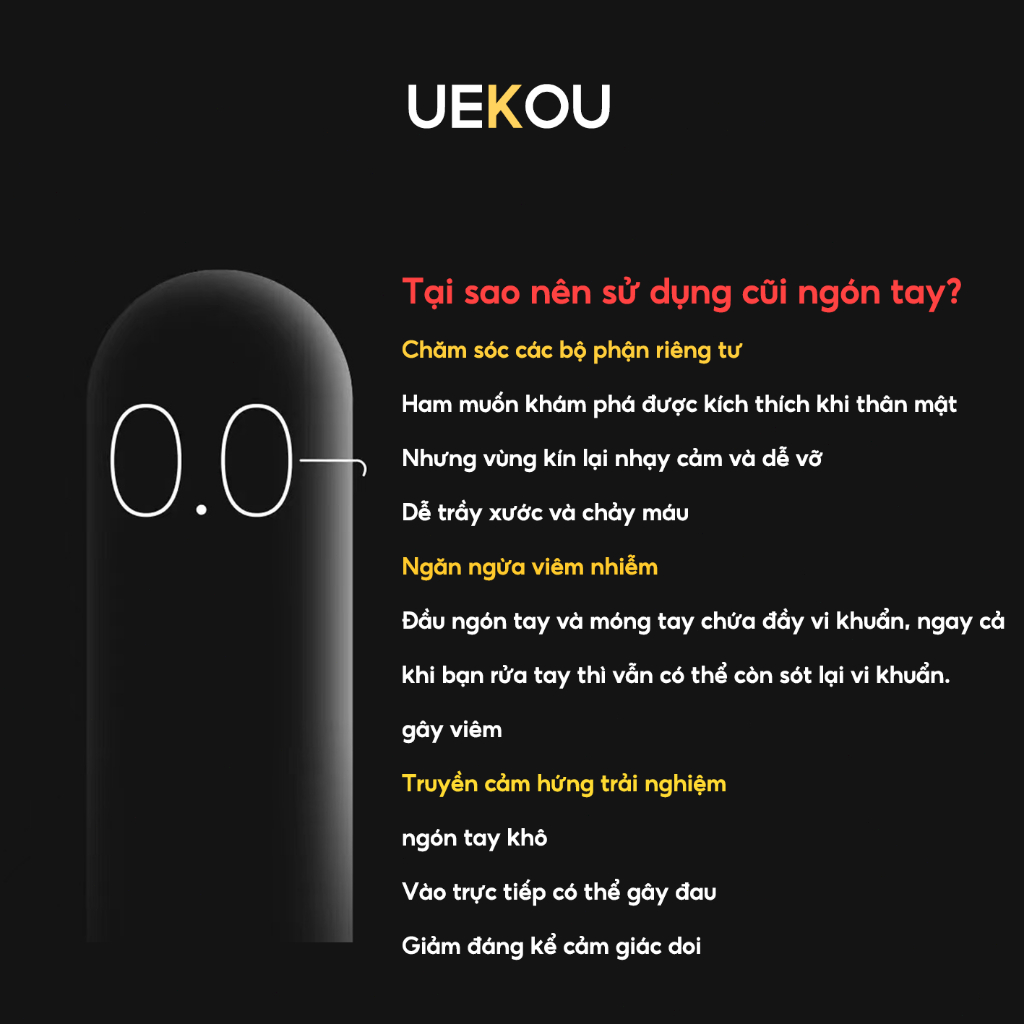 💛UEKOU🖤Bao cao su ngón tay- tha hồ chọc ngoáy - hộp 10 cái les finger
