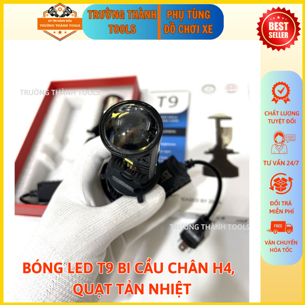 Bóng đèn pha bi cầu, Đèn Pha LED Bi Cầu Mini H4 T9 Công Xuất 35w Lắp Ô tô, Xe Máy - TRƯỜNG THÀNH TOOLS