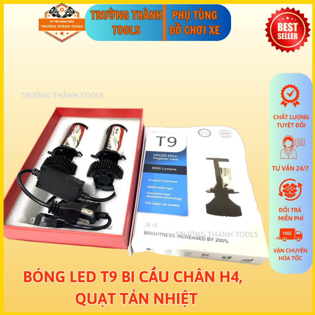 Bóng đèn pha bi cầu, Đèn Pha LED Bi Cầu Mini H4 T9 Công Xuất 35w Lắp Ô tô, Xe Máy - TRƯỜNG THÀNH TOOLS