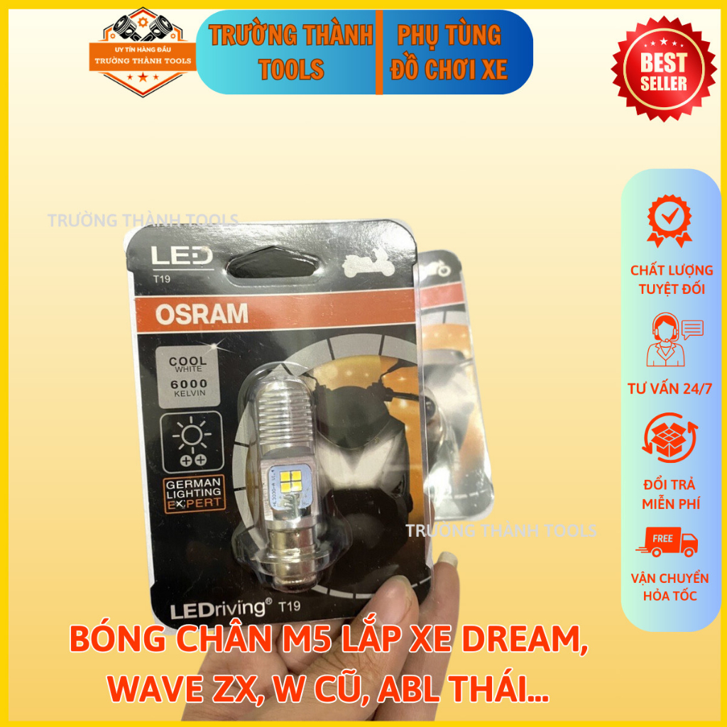 Bóng đèn pha Led Osram Chính Hãng Chân M5-H4 sáng gom-TRƯỜNG THÀNH TOOLS