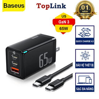 Củ sạc nhanh baseus gan3 gan5 65w quick charge 4.0 3.0 type c pd usb cho laptop iphone 13 pro max samsung xiaomi