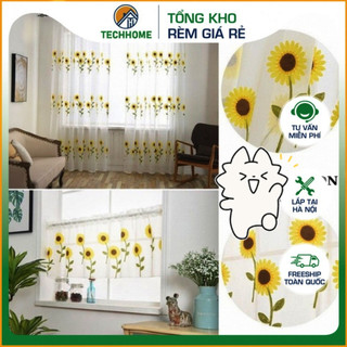 Voan HOA HƯỚNG DƯƠNG vàng trang trí phòng ,rèm cửa sổ ,cửa chính, decor phòng sang chảnh