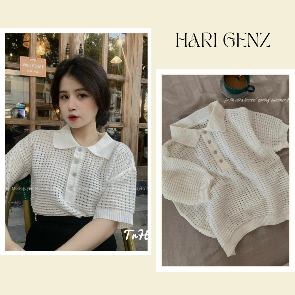 Áo Polo Len Lưới Nữ Hàng Quảng Châu Cao Cấp Hari GenZ 002 p6k6