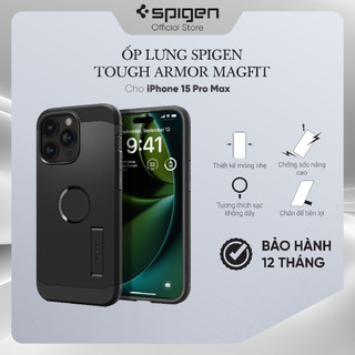 [MUA 1 TẶNG 1] Ốp lưng cho iPhone 15 Pro Max / 15 Spigen Tough Armor Magfit tương thích sạc không dây - Hàng chính hãng