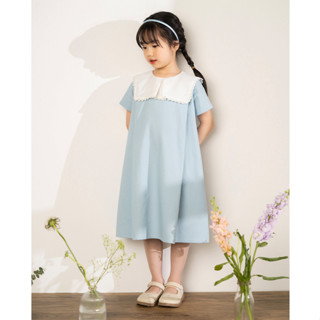 Váy bé gái LEAH suông A phối cổ viền ren xinh xắn - Sophie Dress - Xanh cho bé từ 3,4,5,6,7, 8, 9, 10 tuổi