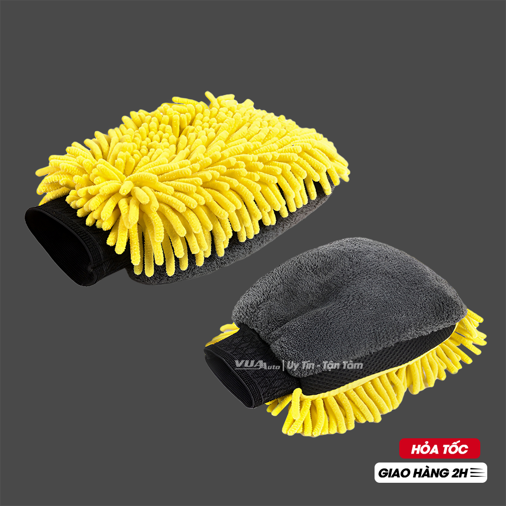 Bao tay rửa xe ô tô găng lau chuyên dụng đa năng khăn lau microfiber siêu dày mềm mịn