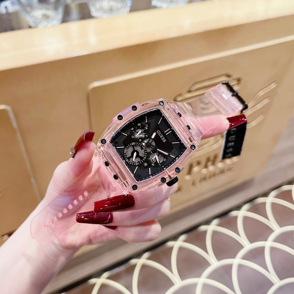 Đồng hồ Nam Nữ Unisex Guess GW0032G1 Sporting Pink Limited Edition Watch 43mm, Authentic, fullbox, Luxury diamond watch