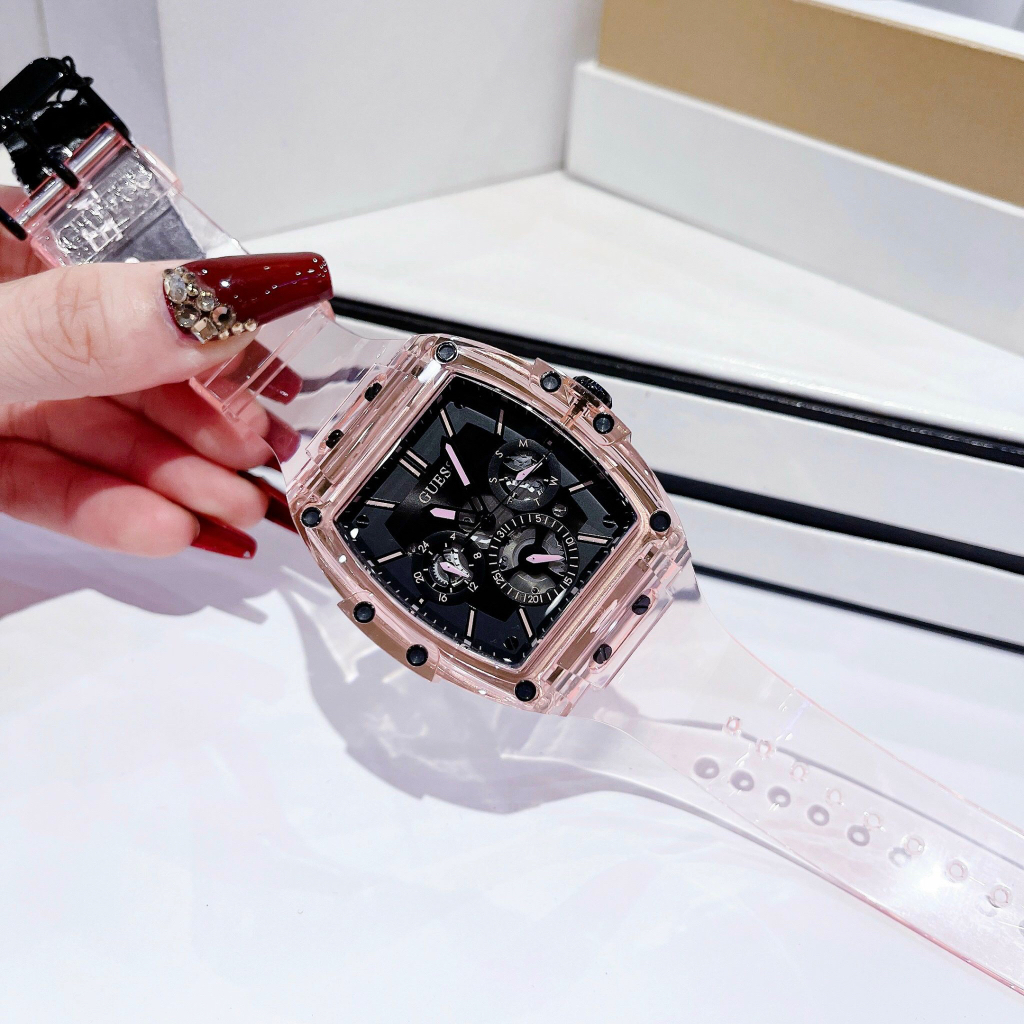 Đồng hồ Nam Nữ Unisex Guess GW0032G1 Sporting Pink Limited Edition Watch 43mm, Authentic, fullbox, Luxury diamond watch