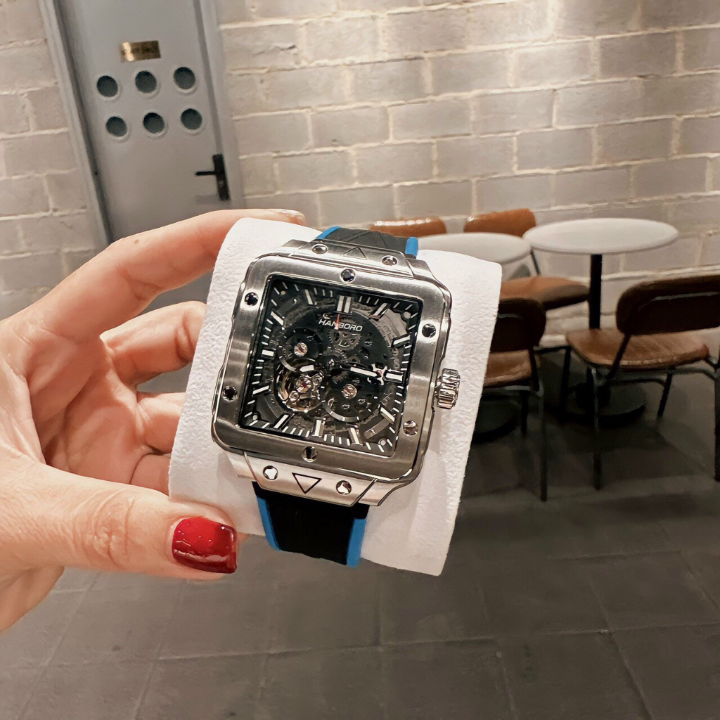 Đồng hồ nam Hanboro HBR-972 Big Bang Square Bang Unico King, Size 42mm, Authentic, Full box, Luxury Diamond Watch