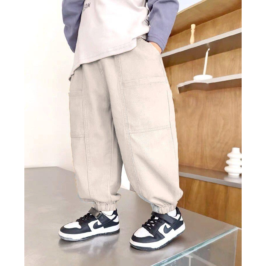 Quần dài bé trai Medokids, quần kaki giấy dài bo gấu cho bé trai từ 10 - 32kg