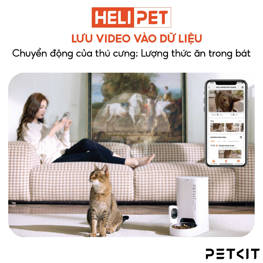 [BH 12 Tháng] Máy Ăn, Máy Nhả Hạt Cho Mèo Có Camera PETKIT Element Fresh Solo Dung Tích 3 Lít - HeLiPet