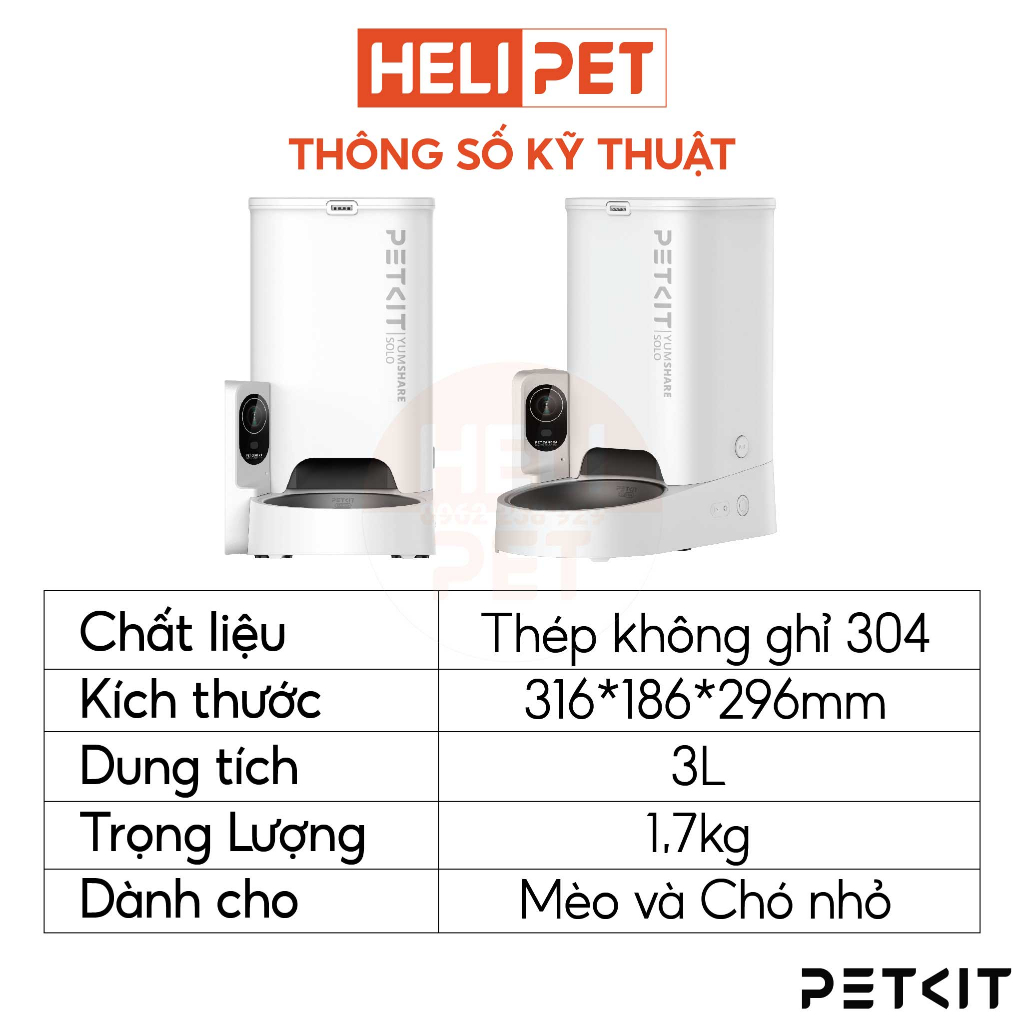 [BH 12 Tháng] Máy Ăn, Máy Nhả Hạt Cho Mèo Có Camera PETKIT Element Fresh Solo Dung Tích 3 Lít - HeLiPet