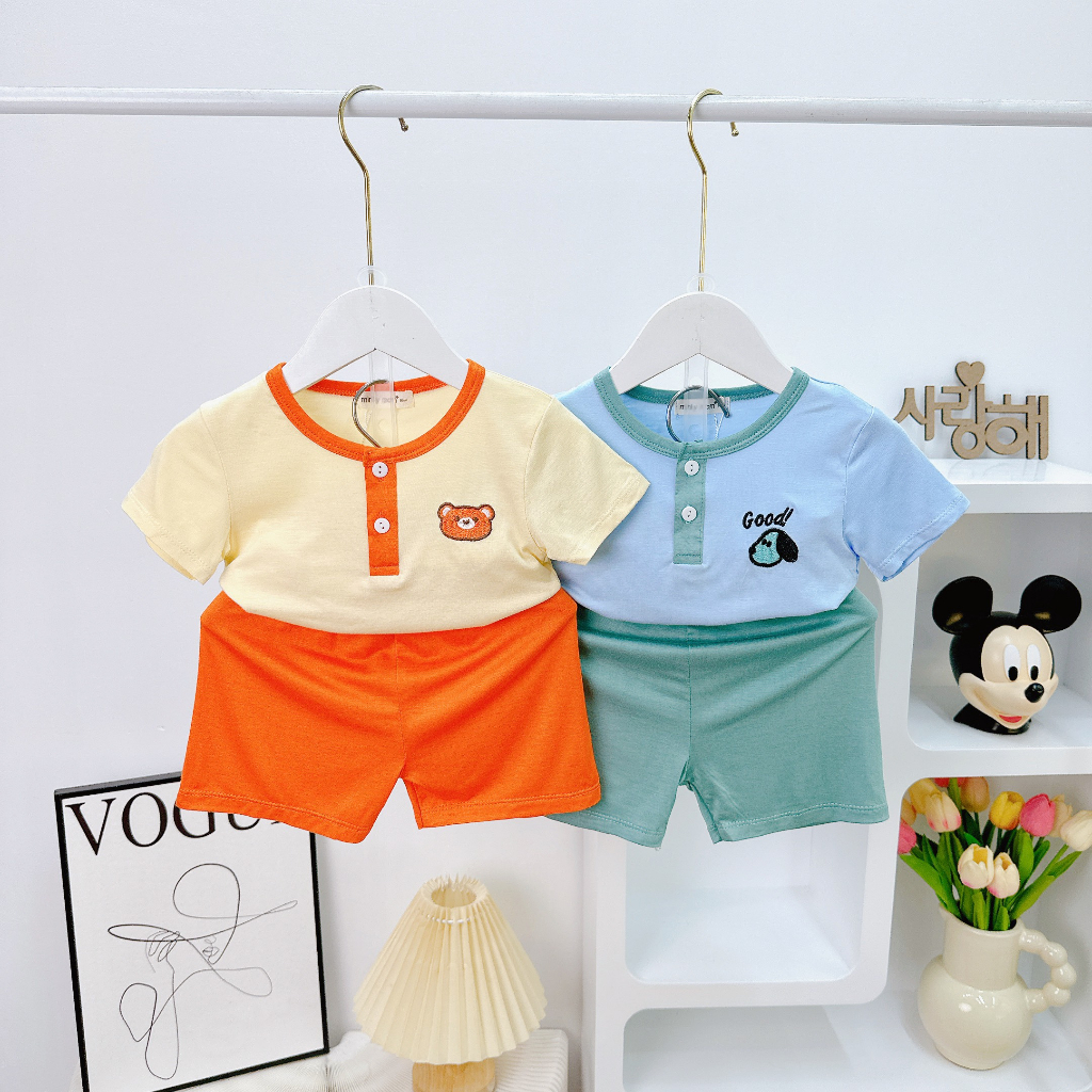 Bộ Quần Áo Trẻ Em Ngắn Tay Hiệu Minky Mom Vải Thun Lạnh Mềm Mát Phù Hợp Bé Trai 0-8 Tuổi Tương Đương 8-27kg TN-TR29