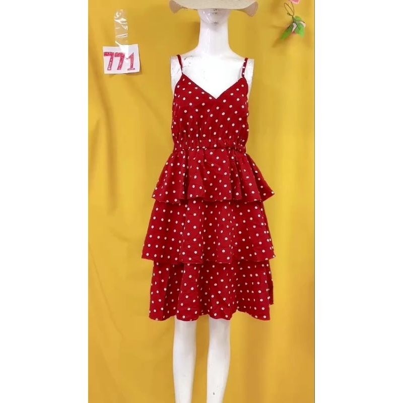 đầm dây tầng chấm bi size M/M+. S771