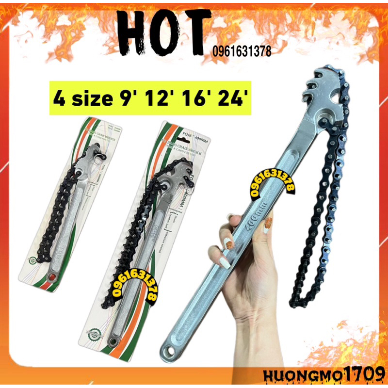 Cờ lê xích , cle dây xích răng cưa 9'' 12'' 16'' 24'' mạ trắng cao cấp