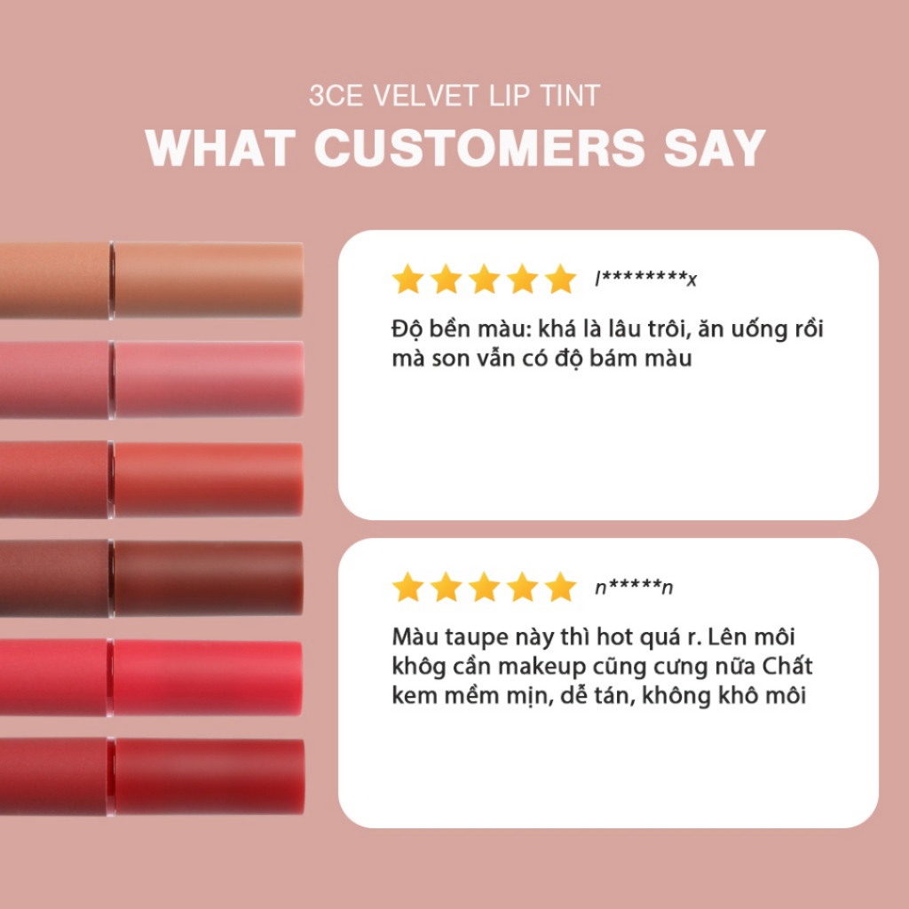 Son Kem Lì 3CE Velvet Lip Tint 4g, Son Kem Lì Mềm Mịn Căng Bóng Không Bết Dính | Aura Skincare & Beauty