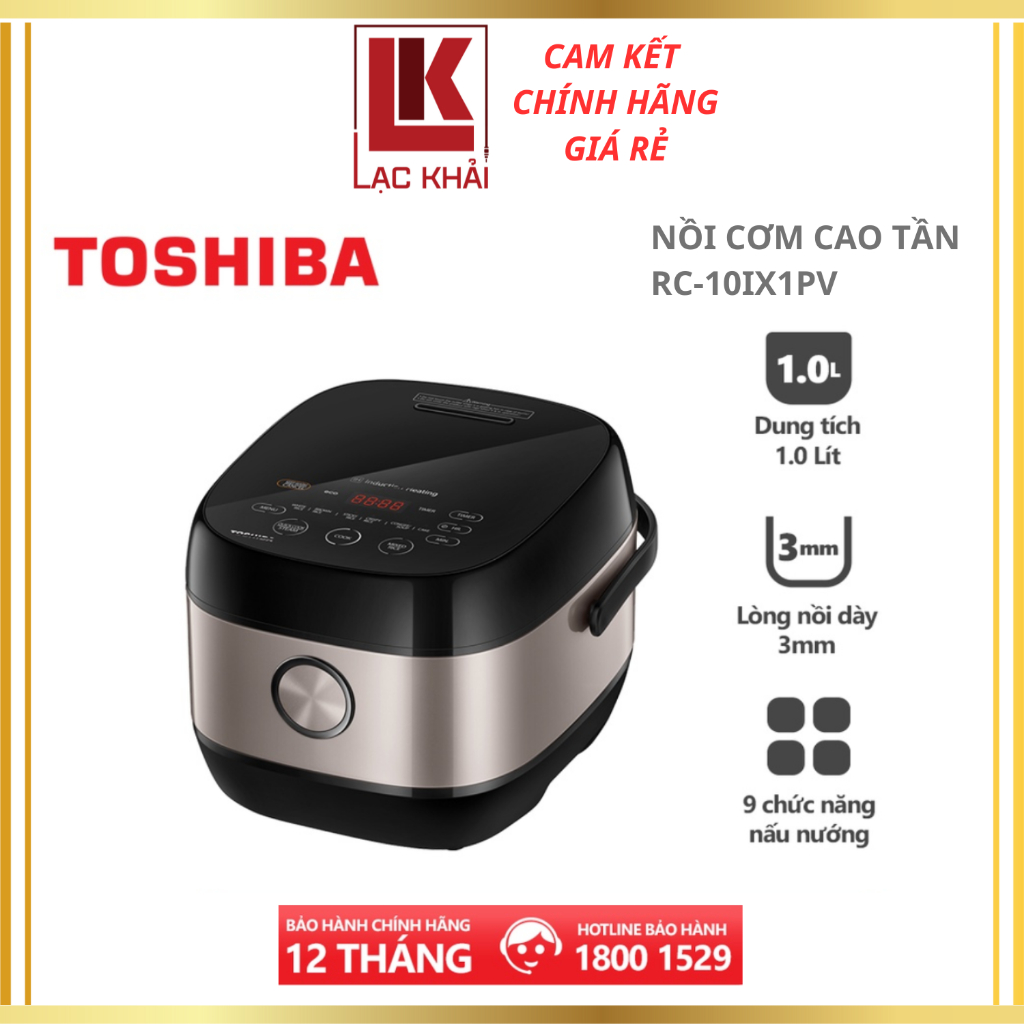 Nồi cơm cao tần Toshiba RC-10IX1PV -1.0L-Lòng nồi dày 3mm chống dính,Cảm ứng nhiệt 3D-Hàng chính hãng, bảo hành 12 tháng