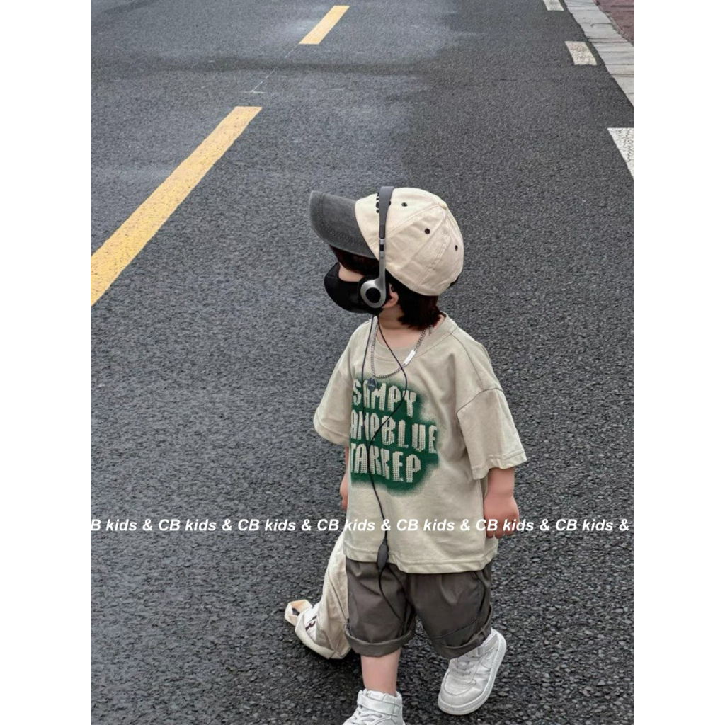 BỘ ÁO COTTON IN CHỨ BÉ TRAI  QUẦN KAKI MỀM 8-30KG