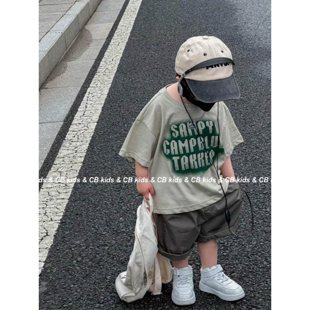 BỘ ÁO COTTON IN CHỨ BÉ TRAI  QUẦN KAKI MỀM 8-30KG