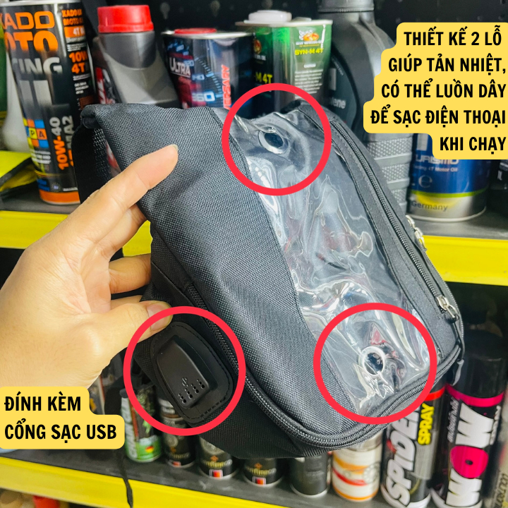 Túi treo đầu xe máy, túi treo ghi đông xe máy, túi điện thoại có cảm ứng, túi chạy grab xem bản đồ