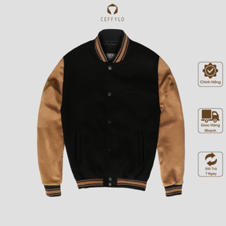 [Mã BMLT35 giảm đến 35K đơn 99K] Áo Khoác Bomber Dạ Phối Da Lộn Đen Nâu Trơn, Chất Liệu Dạ Phối Da Lộn Mềm Mịn – CEFFYLO