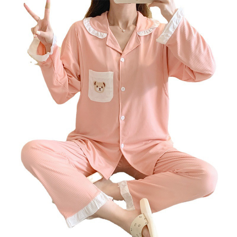 Bộ đồ bầu dài tay và cho con bú thu đông chất Lụa Tăm kiểu pijama siêu mềm mặc nhà có chun rút chỉnh bụng bigsize