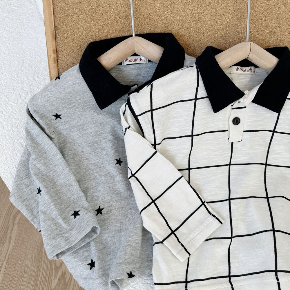 Áo polo thu đông dài tay chất liệu cotton mềm mịn, thoáng khí, chất liệu 100% cotton, bebukidsstore A1588