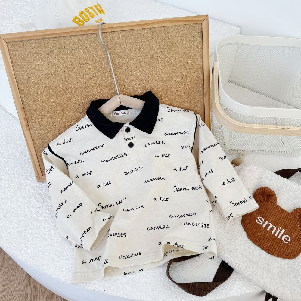 Áo polo thu đông dài tay chất liệu cotton mềm mịn, thoáng khí, chất liệu 100% cotton, bebukidsstore A1588