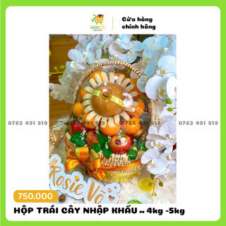 Giỏ quà trái cây nhập khẩu cao cấp 4-5kg - giỏ quà tặng sang trọng, bắt mắt, cam kết hàng loại 1, tươi mới
