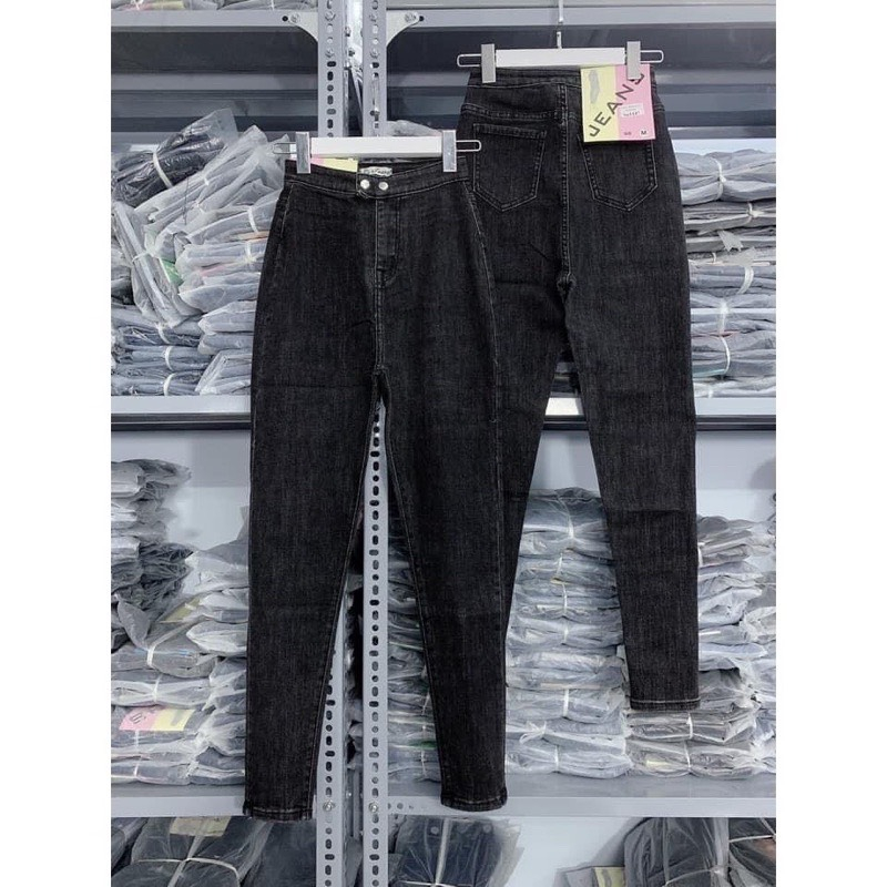 Quần Bò Dài Cho Nữ Dáng Ôm Rách Gối Chất Vải Đẹp Co Dãn