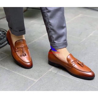 Giày Chuông Nam Da Bò Giày đám cưới hội nghị dự tiệc giày phù hợp phối với quần Jean quần baggy quần jogger D-2 màu nâu